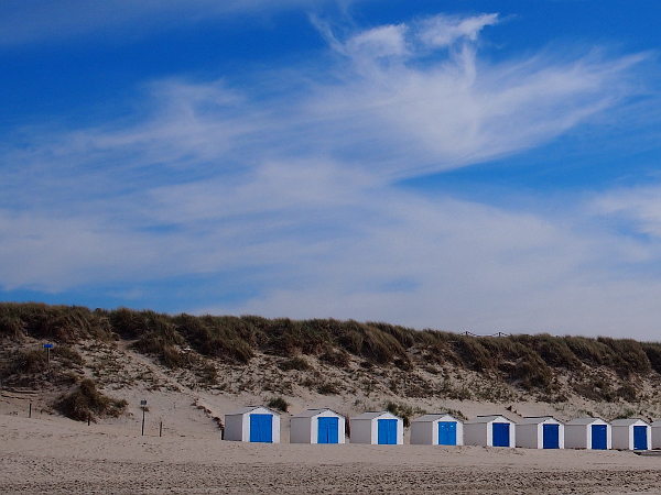 Strandhäuser am Strand von De Koog
